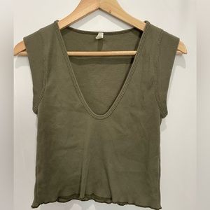 FP movement - olive green yoga dance crop top